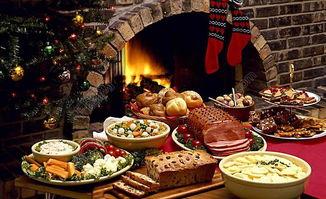 圣诞餐图片,温馨餐桌上的美食之旅